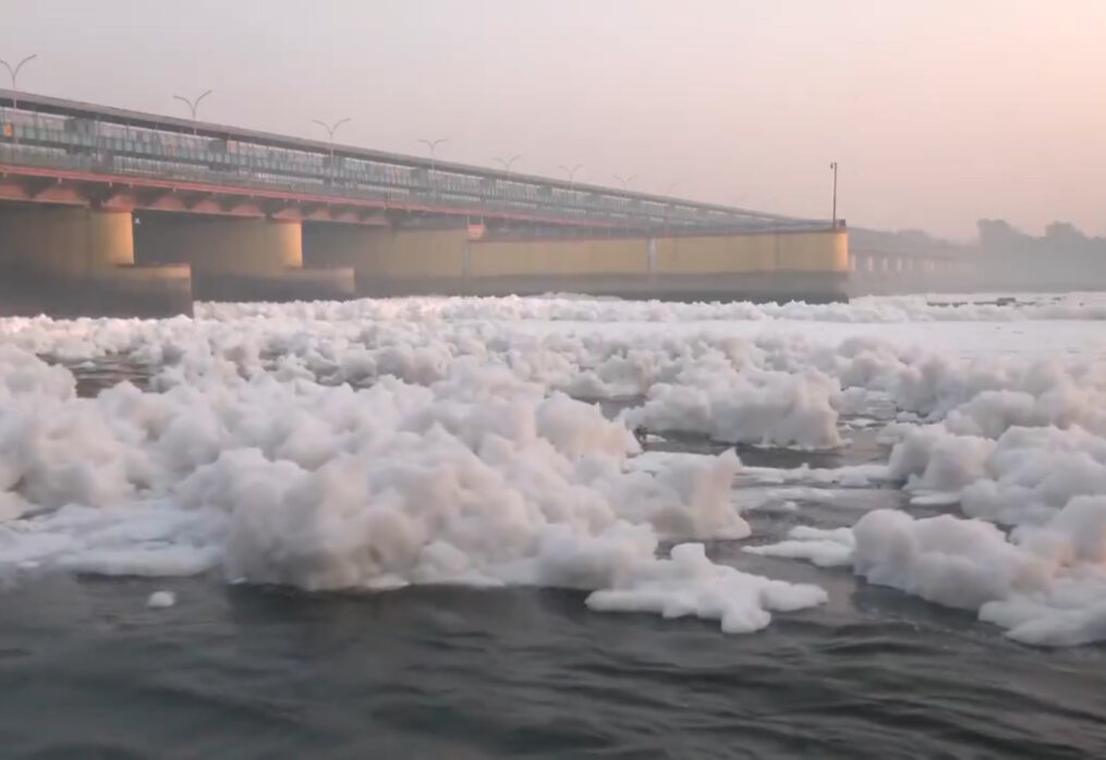 Another day of frothy disaster: Toxic foam layer suffocates river in India as pollution crisis thickens