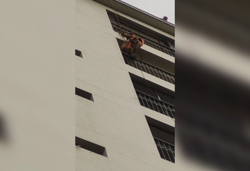 Daring rope rescue: Firefighters save woman trapped in kitchen for hours